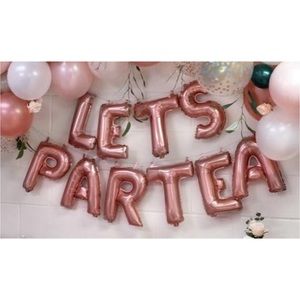 Let's Par Tea Rose Gold Letter Balloons